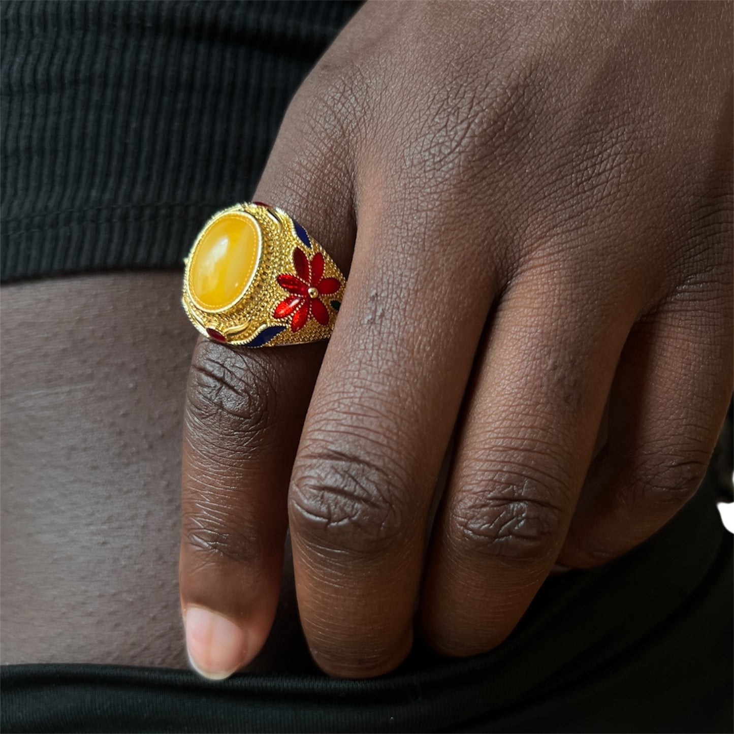 Floral Amber Ring