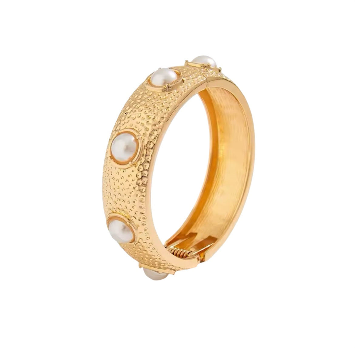 Gold Forged Pearl Bracelet