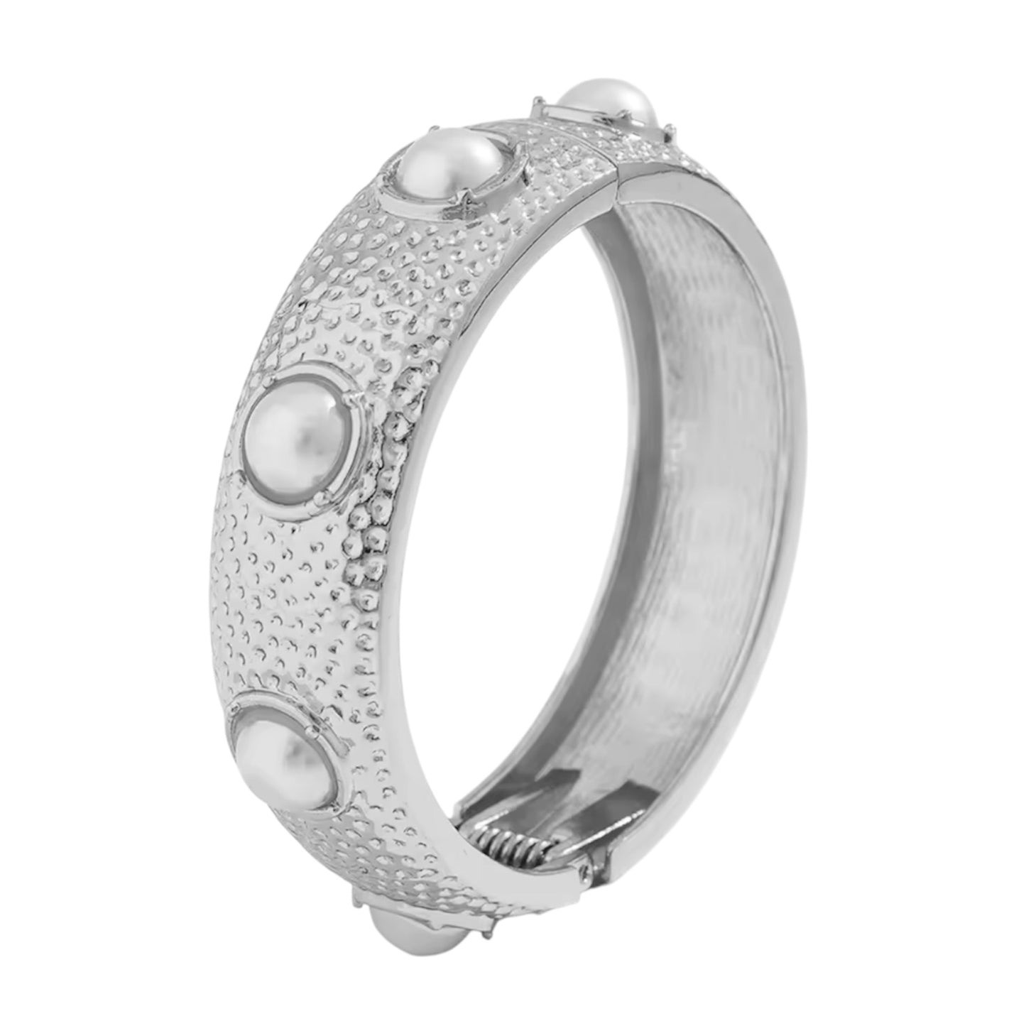 Silver Forged Pearl Bracelet