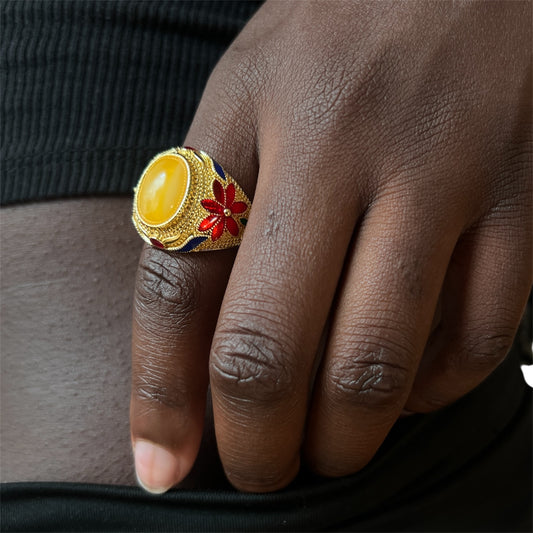 Floral Amber Ring
